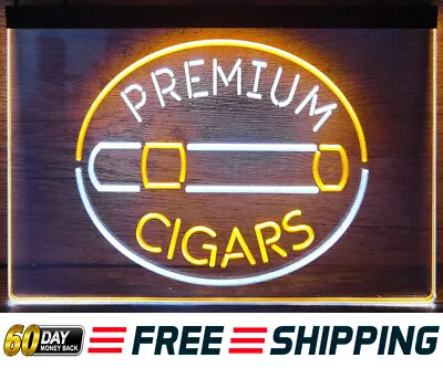 Premium Cigars Cigarette LED Neon Light Sign Vape Smoke Shop Wall Art Lamp Décor • $99.99