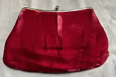 Vintage Ingber Red Velvet Evening Clutch Purse With Matching Silk Coin Purse • $22.39