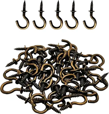  120 Pcs 1/2 Inch Screw-In Hooks Nickel Plated Metal Cup Hooks Ceiling Hooks Br • $9.53