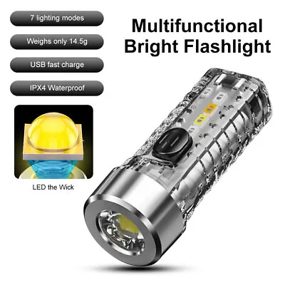 Mini Portable COB LED Light Keychain Lamp Flashlight Torch USB Rechargeable • $8.79