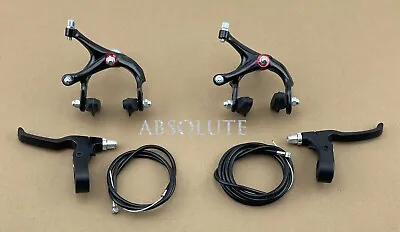 Black 700c Fixie Brake Lever Set Cable Caliper Fixed Gear Bike Track Roadbike • $40.85