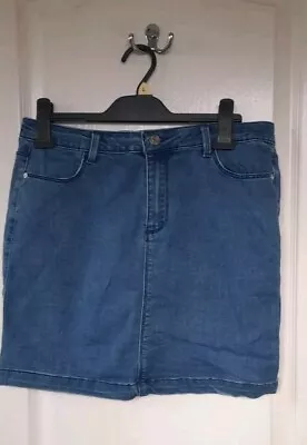 Missguided Stretchy Blue Mini Tight Bodycon Denim Skirt Size 14 • £6.99