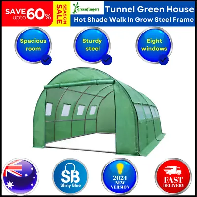 New Tunnel Green House Hot Shade Walk In Grow Steel Frame Seedling Greenhouse AU • $189.97