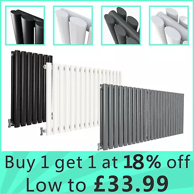 Horizontal Designer Radiator Oval Panel Column Central Heating UK New • £38.97