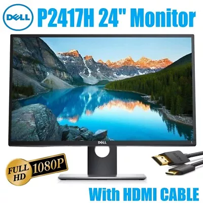 Dell P2417H 24  16:9 IPS Monitor FHD 1920x1080 HDMI DP VGA USB 3.0 Stand Cables • $89.99