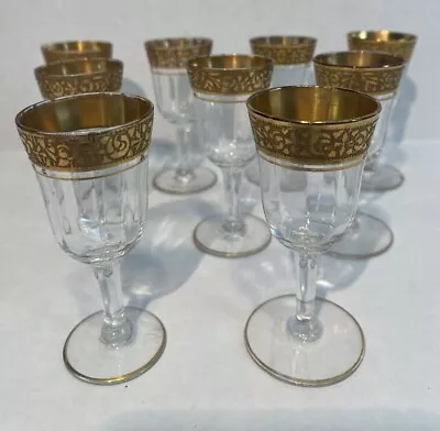 Set Of 8 Vintage Tiffin Franciscan Gold Encrusted Cordial Glasses • $20