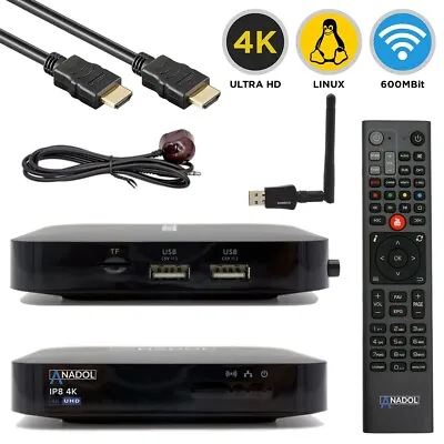Anadol IP8 4K UHD Linux E2 + Define OS IP Receiver With 600 MBit/s WLAN Adapter • £133.51