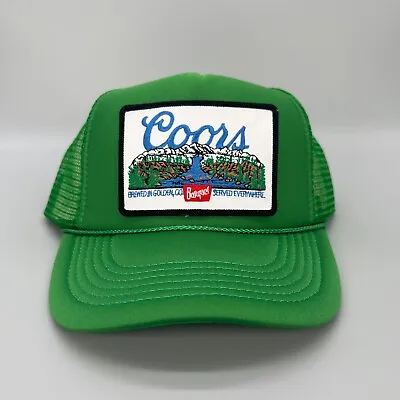 New Coors Beer Kelly Green Hat 5 Panel High Crown Trucker Snapback Vintage • $25.95