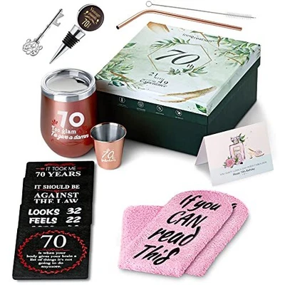  70th Birthday Gifts For Women - Funny Wine Gift Set For Women Turning 70  • £38.55