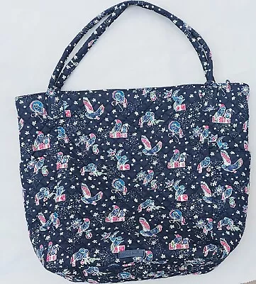 Exc. Condition - VERA BRADLEY Bright Large Zip Tote 23731-M06 Holiday Owls Navy • $29.89