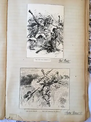 2 ANTIQUE ENGRAVING PRINTS  Native American Red Indian Fight G Browne Vintage • £5.99