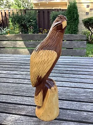 $12.99 • Buy Vintage 1991 Hand Carved Wood Bird Falcon Artist Larry Cabin Decor Statue