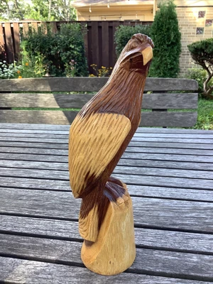 $12.99 • Buy Vintage 1991 Hand Carved Wood Bird Falcon Artist Larry Cabin Decor Statue