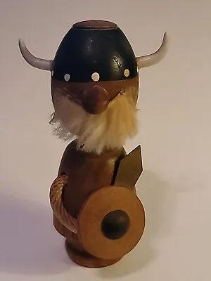 Wooden Viking Figure Unique Vintage Salt & Pepper Retro Midcentury Adorableness • $29.99