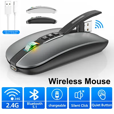 $20.73 • Buy 2.4G Bluetooth Wireless Optical Mouse Mice & USB Receiver For PC Laptop Computer