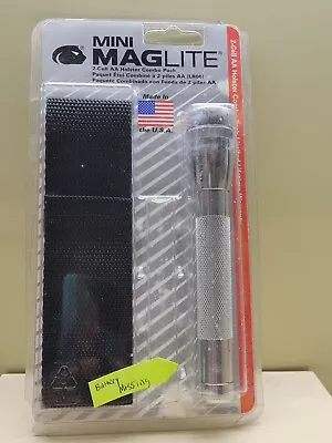 Mini Maglite Silver With Black Holster Combo Pack BATTERIES NOT INCLUDED • $18.99