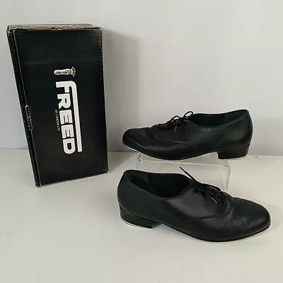 Freed Katz Tap Shoes Men's Leather Oxford Black Low Heel MLC UK 9 1/2 • £17.99