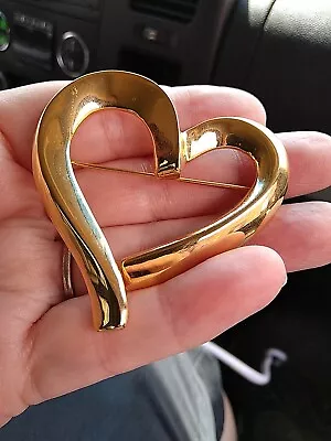 Vintage Monet Abstract Open Heart Brooch  Gold Tone Brooch • $9.99