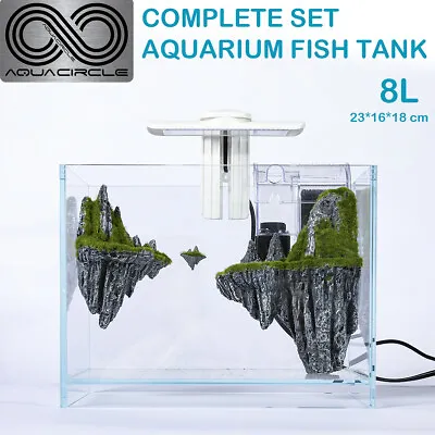 $99.95 • Buy Aquarium Fish Tank Betta Tank Glass RGB LED Light Complete Set Filter Pump 8L