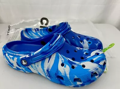 Men's Size 11 Crocs Classic Marbled Clog Blue Bolt (Blues & White) 206867-4LB • $54.99