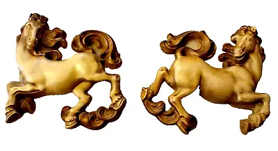 Vintage 1957 Universal Statuary Running Horse Pair 9.5  3d Ceramic Wall Art • $125