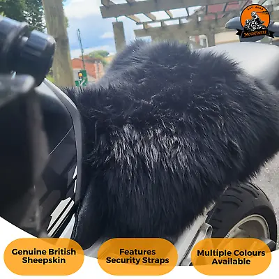 Motorcycle Motorbike Square Sheepskin Pad Seat Cover 35cm Black Bike Seat • $43.50