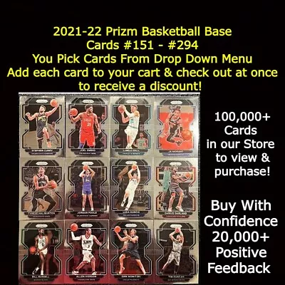 2021-22 PRIZM BASE Basketball Complete Your Set You Pick Card #151-294 2021 • $0.99