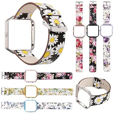 $24.14 • Buy Metal Frame Cover Floral Flower Leather Watch Band Wrist Strap For Fitbit Blaze