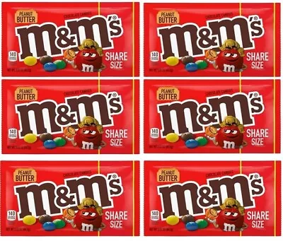 903269 6 X 80.2G PACKETS PEANUT BUTTER M&M'S M&MS CANDY CHOCOLATE SHARE SIZE • $29.94