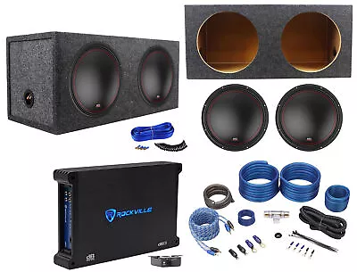 (2) MTX 5512-22 12  1600w Car Subwoofers+Sealed Sub Box+Mono Amplifier+Amp Kit • $494.85