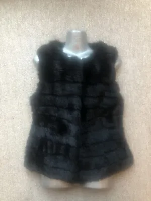 W6New Design High Quality 100% Real Black Rex Chinchilla Rabbit Fur Waist Coat • £25