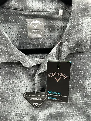 Callaway Polo Shirt Opti-Dri Swing Tech Cooling Marbled Gray Tie Dye Lg UPF40 • $37.20