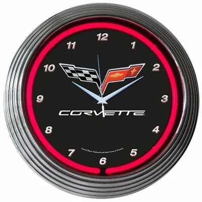 Corvette C6 Checkered 15  Neon Hanging Wall Clock 8CORV6 • $82.99