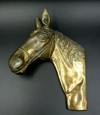 Vintage Thoroughbred Horse Head Brass Look Relief Wall Hanging • $39.95