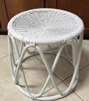 Wicker Stool Seat Ottoman Rattan Vanity Table Plant Stand Vintage Mid-Century • $58.97