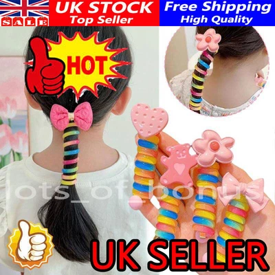 £4.38 • Buy Colorful Telephone Wire Hair Bands For Kids,2023 New Spiral Hair Ties Accessorie