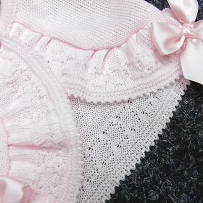 Baby Girl Cardigan Spanish Bolero Style Bows Fine Knit White Pink Lemon 0-24Mths • £11.50