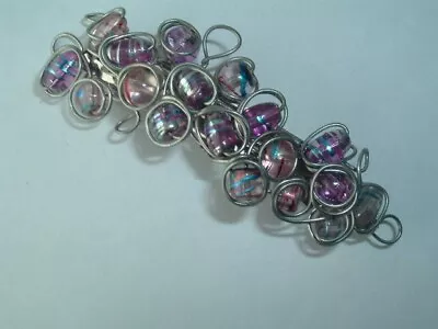 Wire Strung Glass Bead Metal Hair Barrette • $18