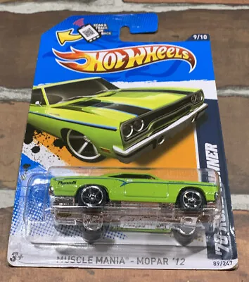 2012 Hot Wheels 70 ROAD RUNNER Green 89/247 NIP CARD Muscle Mania Mopar 9 • $4.75