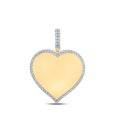 10kt Yellow Gold Mens Round Diamond Heart Memory Charm Pendant 1/5 Cttw • $883.41