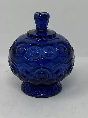 Moon And Star Glass Cobalt Blue Medium Compote Candy Dish 4.5” Wide • $100