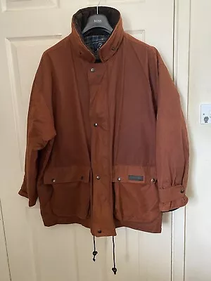 Mens Xl Wax Jacket Pg Field Coat Extra Large Burnt Orange Brown Coat Tartan Int  • £40