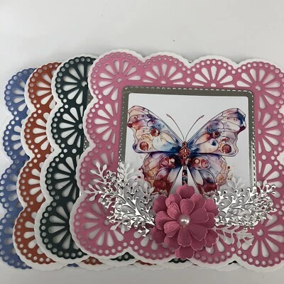 £1.50 • Buy Card Making 12 Base Layering Die Cuts+4 Toppers + Foliage+4 Hand Made Flowers