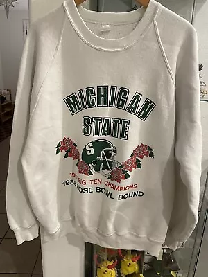 Vintage 80s Michigan State 1988 Rose Bowl  Crewneck Sweater 23” X 28” • $60