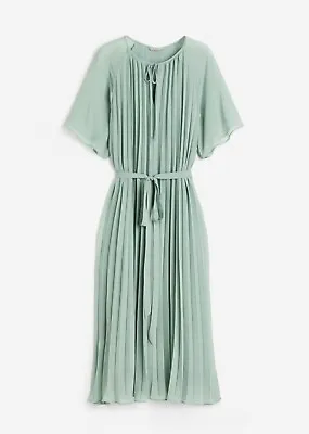 Green Pleated Long Dress Size M Bridesmaid Christening Wedding Occasion. • £5