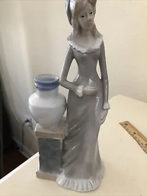 Lladro Type Female Figurine With A Jug Porcelain 10 1/2” Tall Beautiful Taiwan • $22