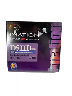 Imation 5 1/4  Diskettes 10 PACK IBM Formatted  1.2MB (Sealed) DS HD Box Of 10 • $19.99