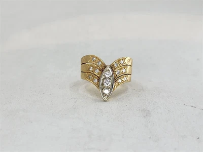 $464 • Buy Vintage 14K Multitone Gold Diamond V Band .30 Cttw Sz 7
