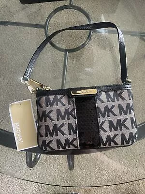 Michael Kors Authentic Logo Black Sequin Wristlet!! New • $50