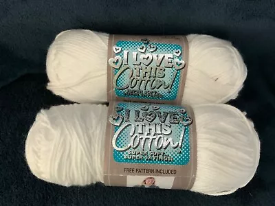 I Love This Cotton Super Soft Yarn 6 White Made In Turkey Lot Of 2 • $8.80